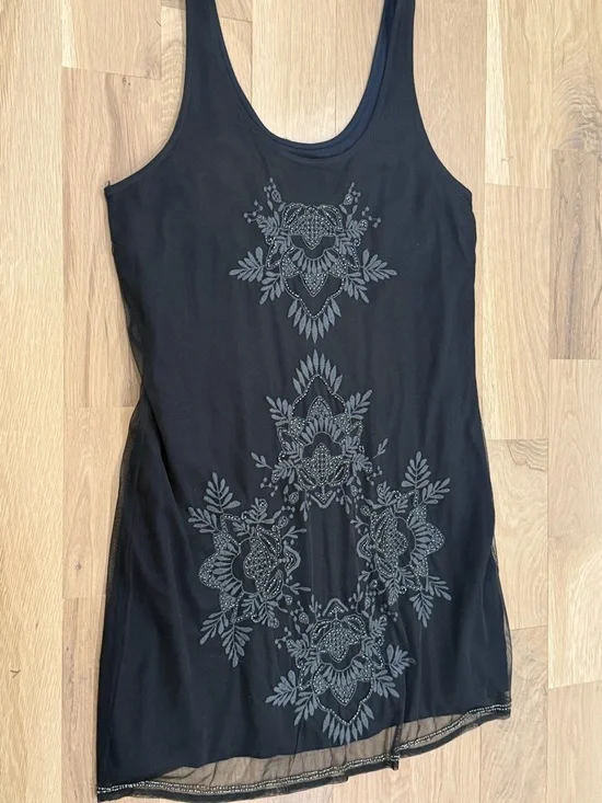 Abercrombie & Fitch Black Beaded and Embroidered Dress Size Large - Picture 2 of 5